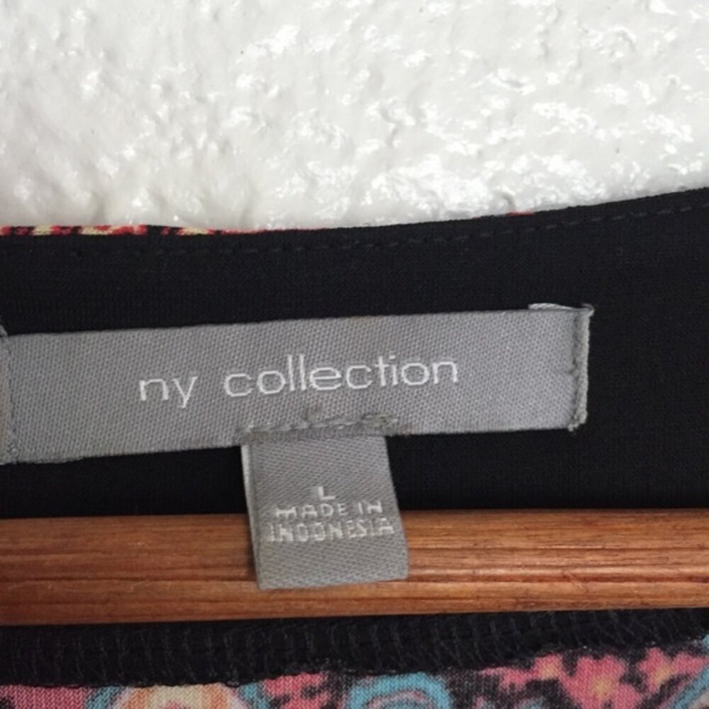 NY Collection Black Mandala Print Short Sleeve Dress Large - Picture 3 of 4